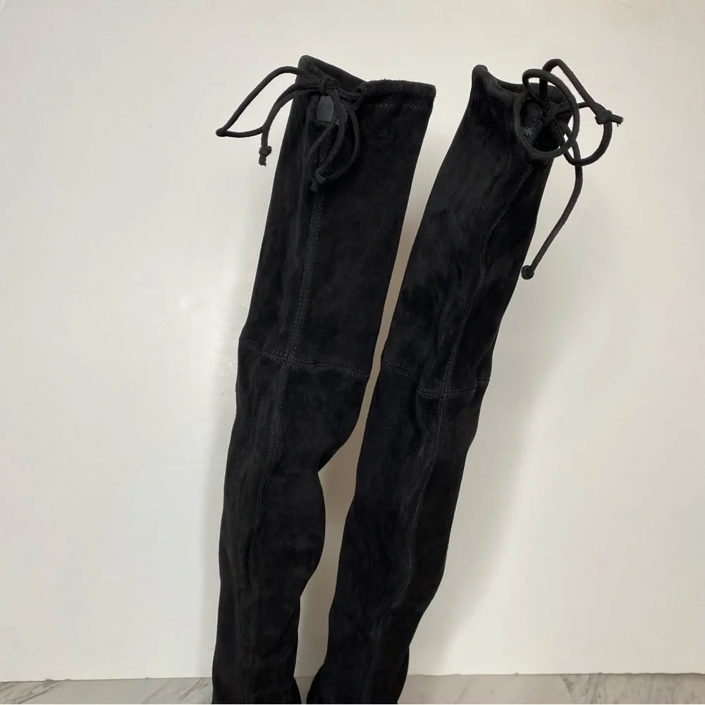Stuart Weitzman Lowland Black Suede Over the Knee Boot 7M